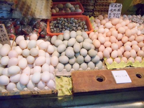 Many kinds of eggs.